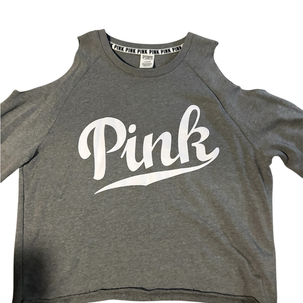 PINK Victoria's Secret Gray  woman’s Cold Shoulder Top-large